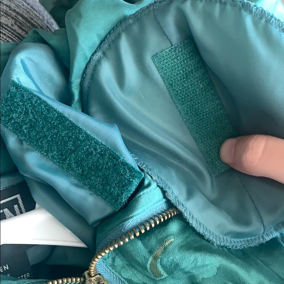 VTG 90’s 100% SILK Teal Blue Floral Bomber Jacket - Picture 7 of 8